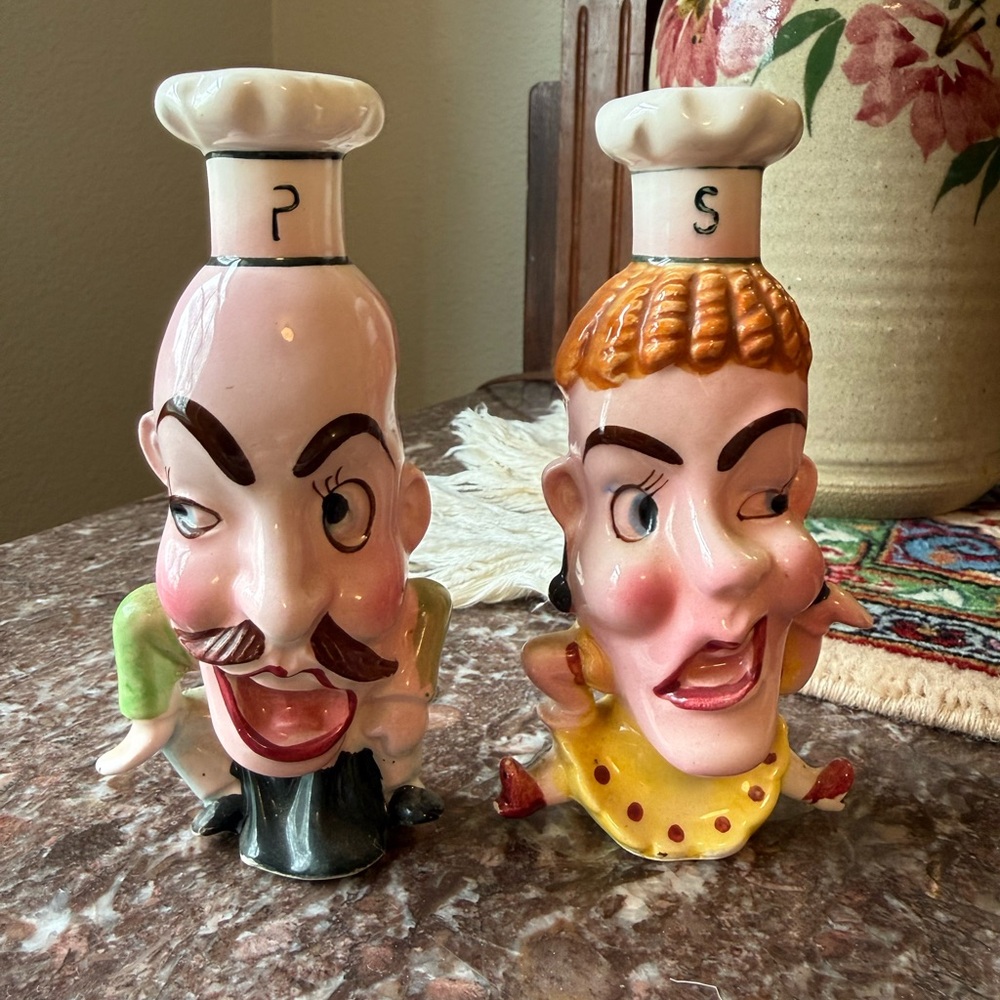 Vintage Anthropomorphic salt and pepper shakers